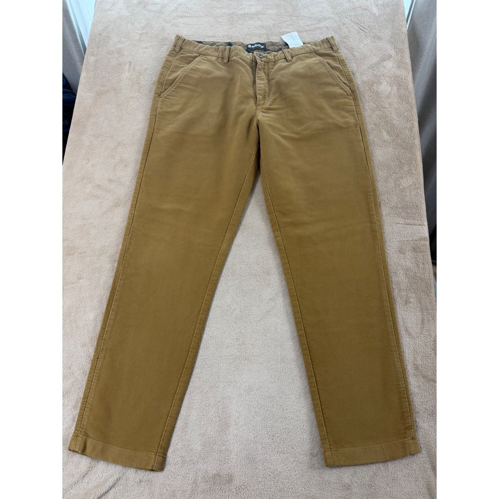 Barbour Trouser Pants Mens Size W38 L32 Regular Fit Cotton Twill Tan‎ Brown EUC